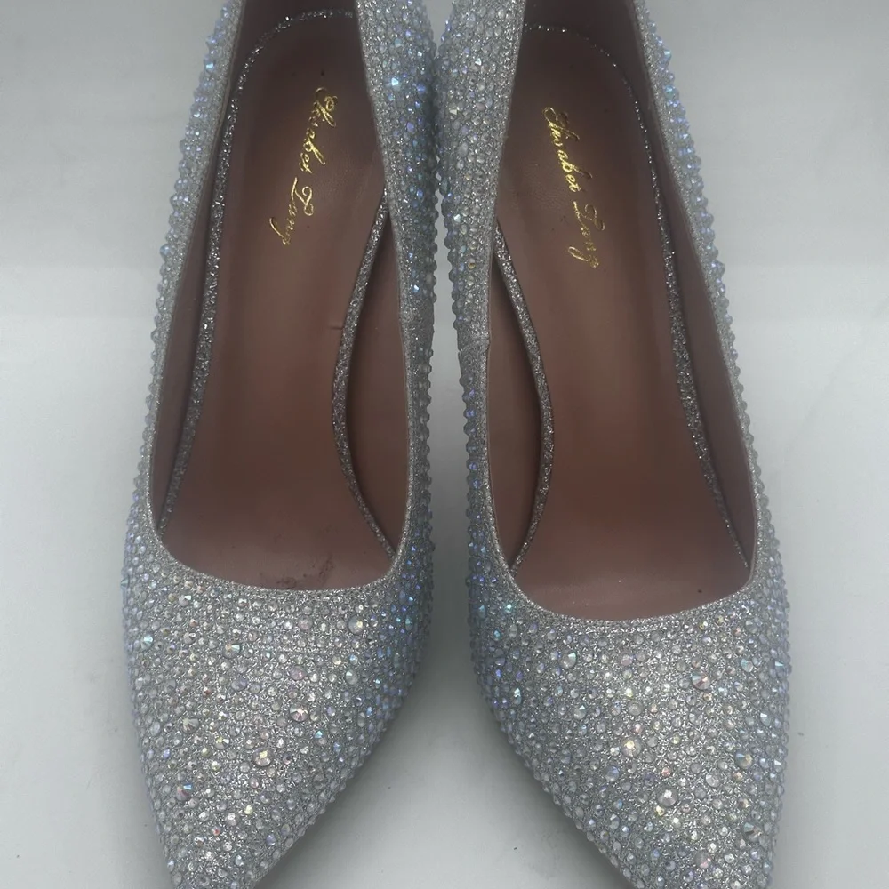 Sparkling Silver Elisabet Tang NEW STUNNING 5” Rhinestone Heels PERFECTION 8.5 M - Picture 4 of 16